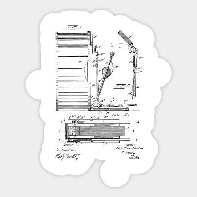 Bass Drum Vintage Patent Hand Drawing Sticker by skstring